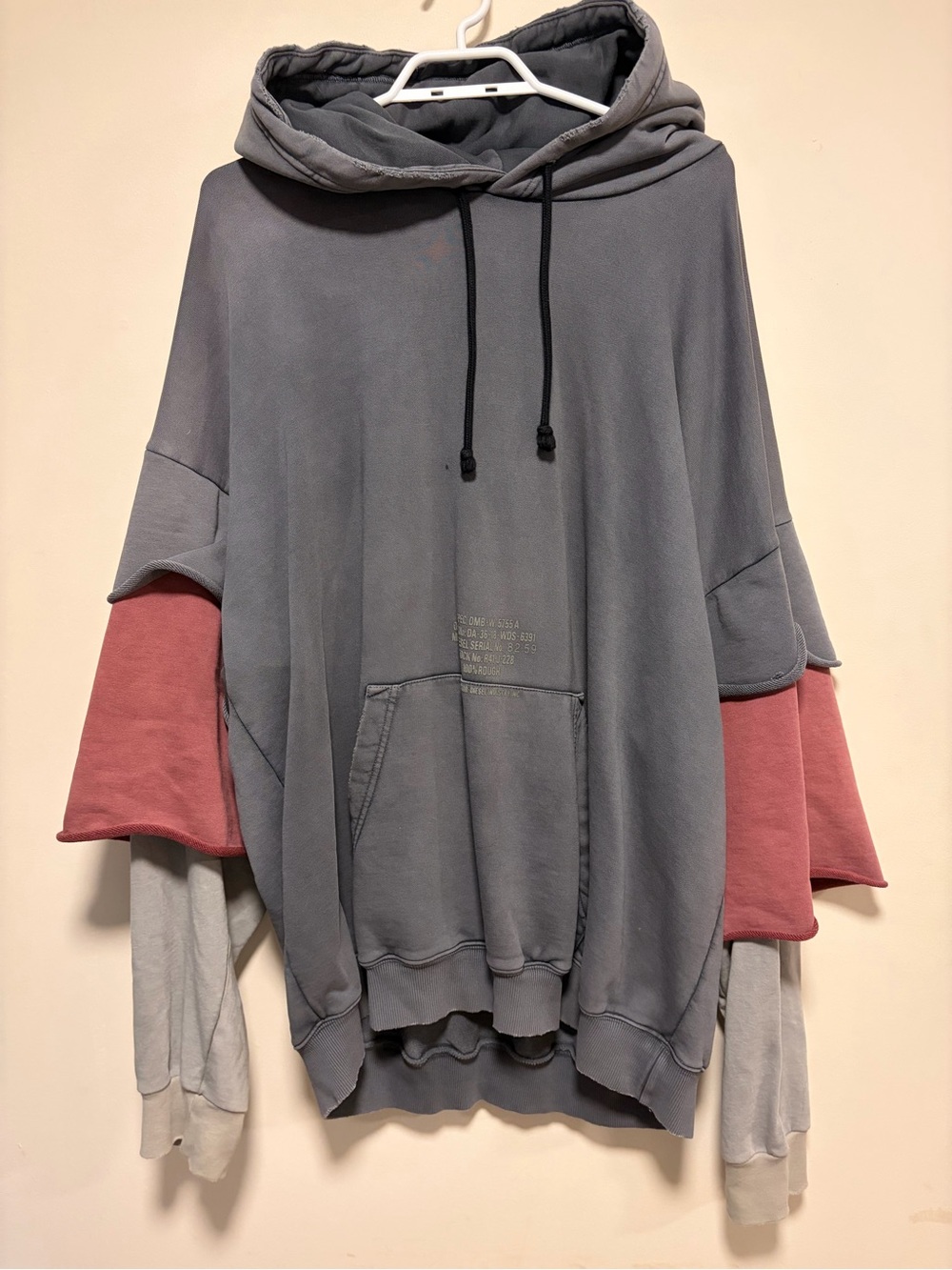 Diesel S-Grubber Sleeve Layered Hoodie (XXL)